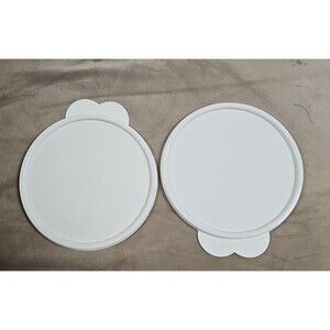 2 Tupperware Butterfly Tab Lids 3131B 6 3/8" Diameter Solid White Replacement